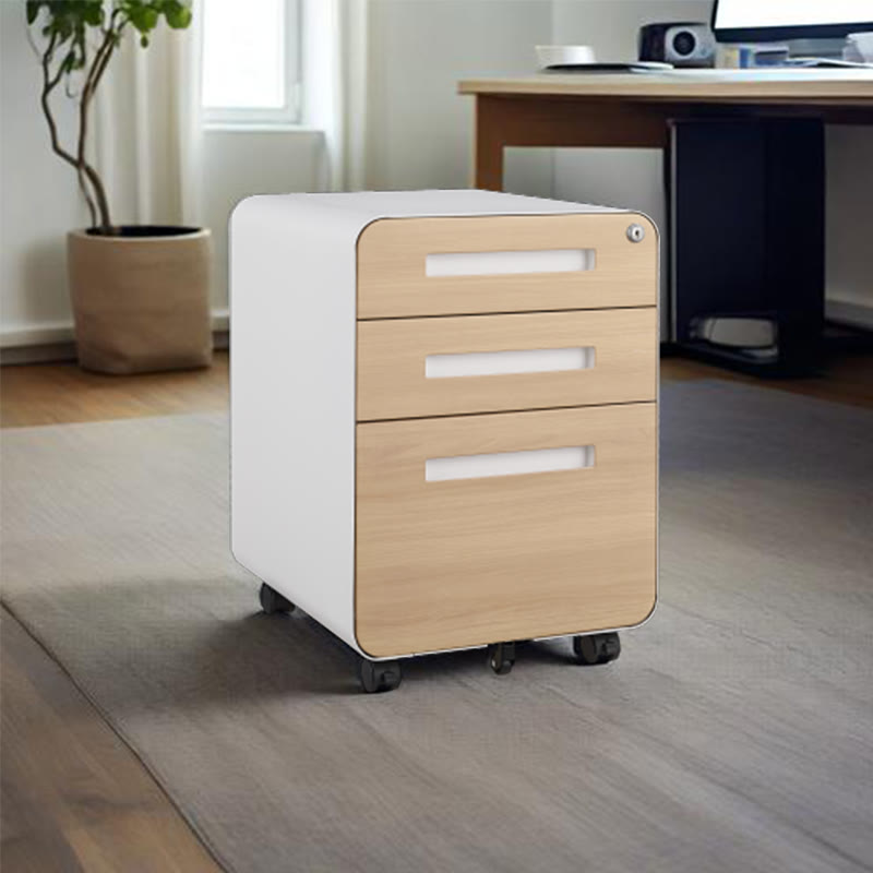 3 Drawer Metal Mobile File Cabinet - White - image 1