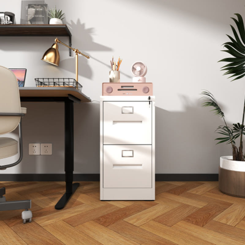 Two Drawers File Cabinet With Lock - White - image 0