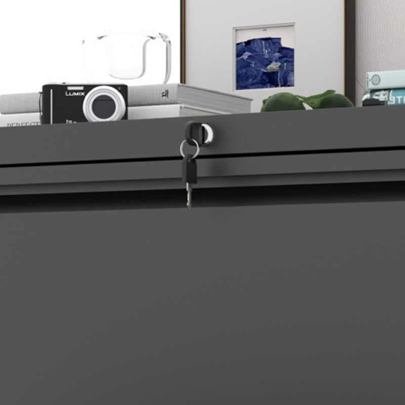 Black Lateral File Cabinet With Two Drawers - image 5