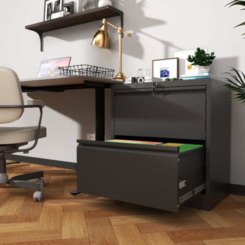 Black Lateral File Cabinet With Two Drawers - image 3