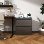Black Lateral File Cabinet With Two Drawers - image 3