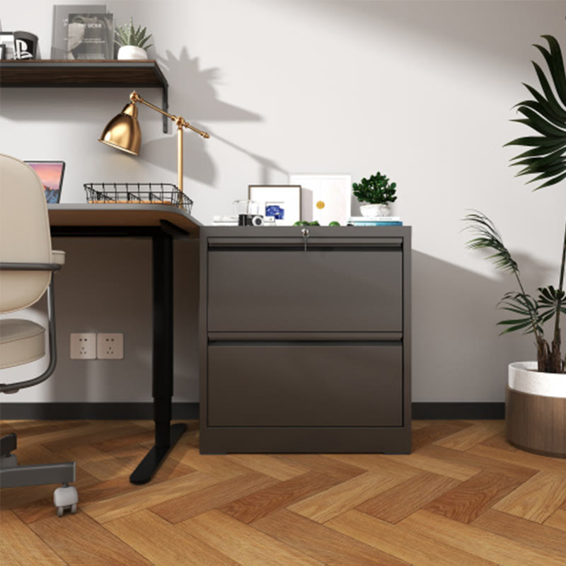 Black Lateral File Cabinet With Two Drawers - image 3
