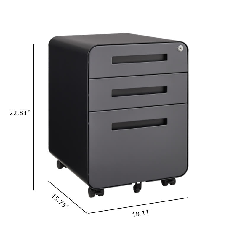 Round Corner Three Drawers Mobile File Cabinet - image 9