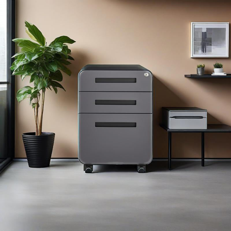 Round Corner Three Drawers Mobile File Cabinet - image 3