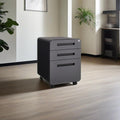 Round Corner Three Drawers Mobile File Cabinet - Dark Grey - image 0