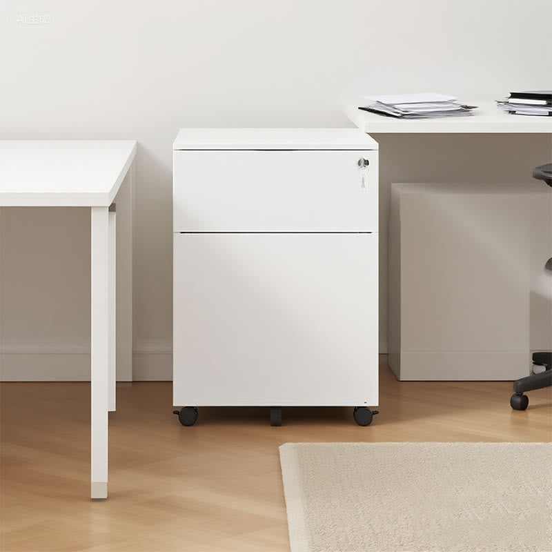Mobile File Cabinet With Lock Steels - White - image 1
