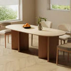 Stone Slab Rectangular Dining Table With Double Base - image 2