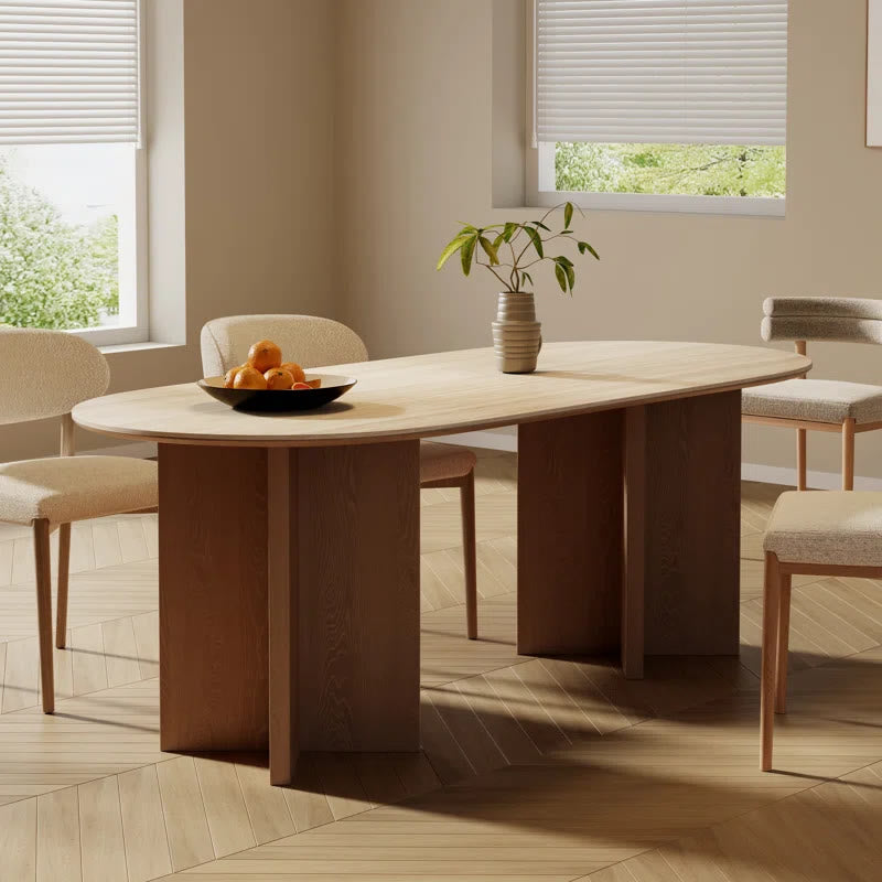 Stone Slab Rectangular Dining Table With Double Base - image 3