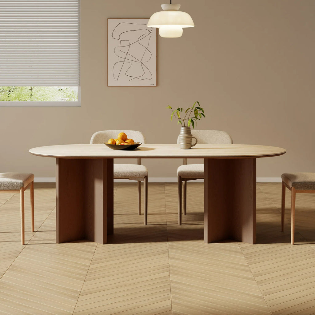 Stone Slab Rectangular Dining Table With Double Base - image 4
