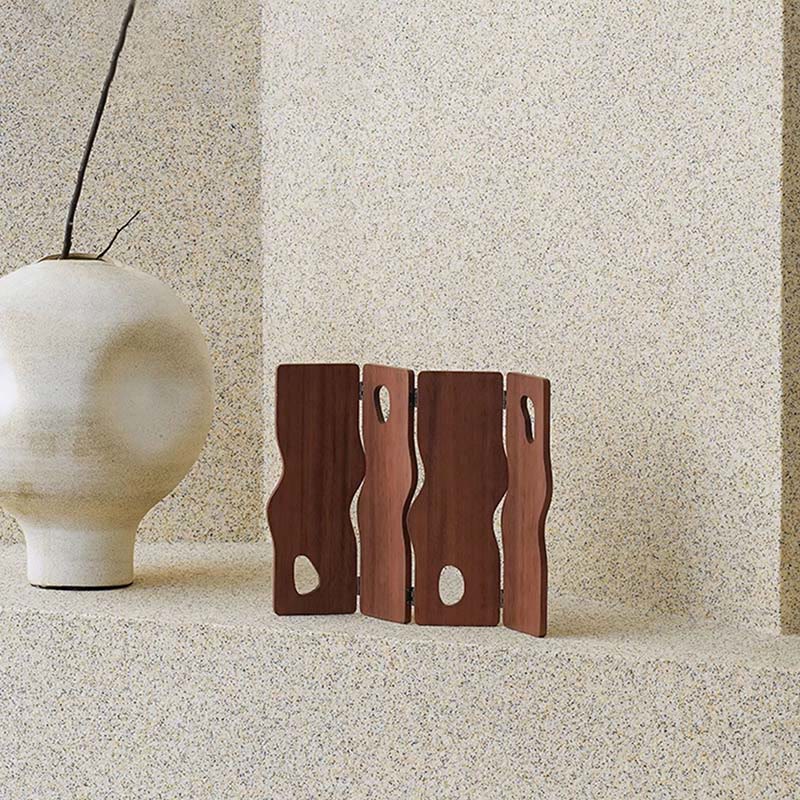 Vintage Walnut-colored Folding Screen - image 4