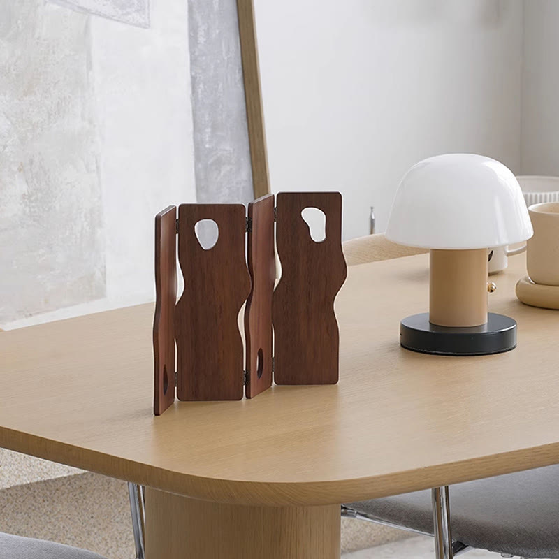 Vintage Walnut-colored Folding Screen - walnut - image 1