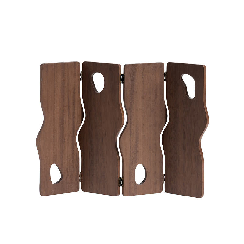 Vintage Walnut-colored Folding Screen - image 1