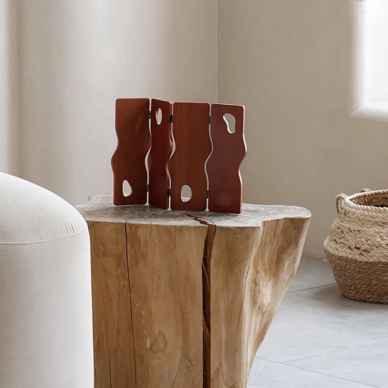 Vintage Walnut-colored Folding Screen - image 4