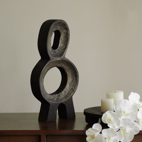 Carbonized Wood Double - Ringed Ornament - black - image 0