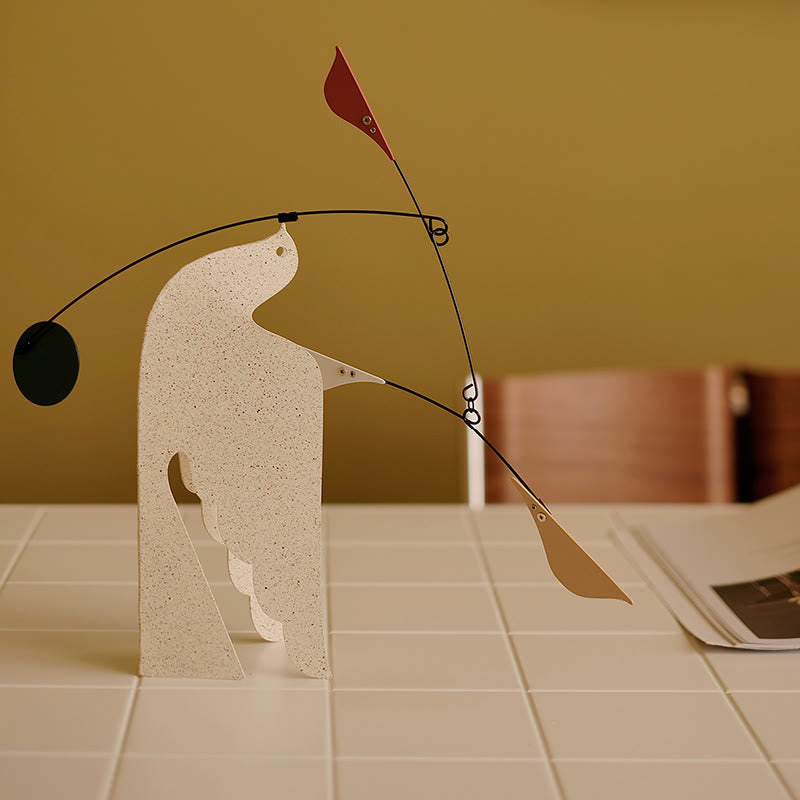 White Flying Bird Balanced Ornament - black - image 1