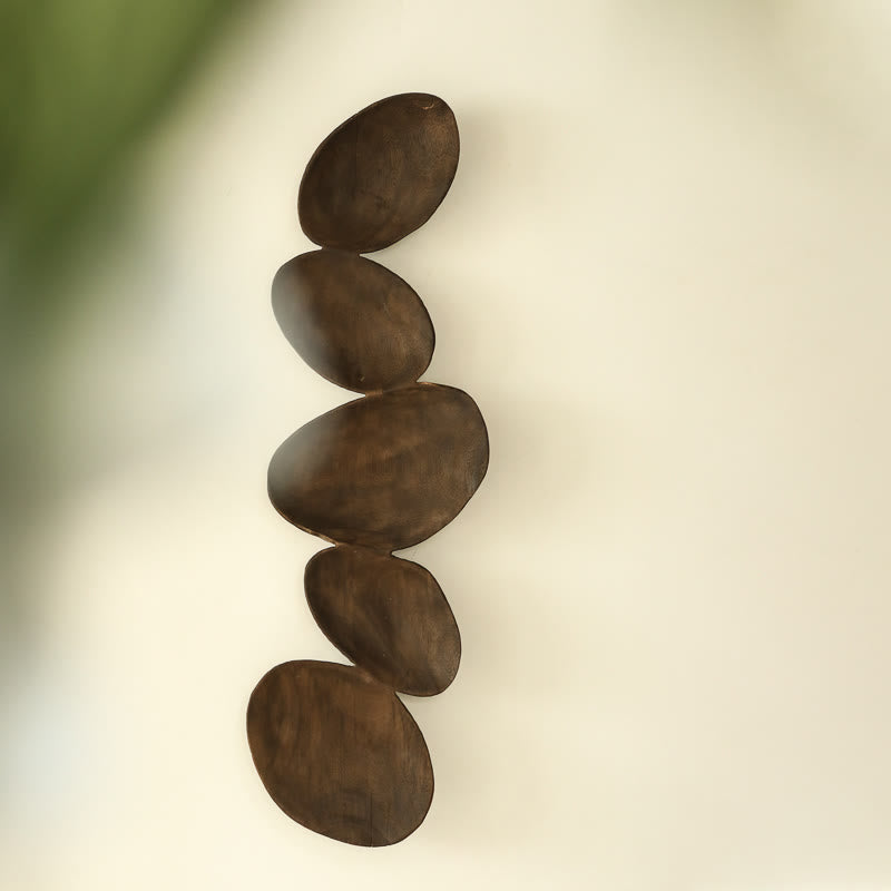 Carved Leaf-shaped Wall Hanger - brown - image 1