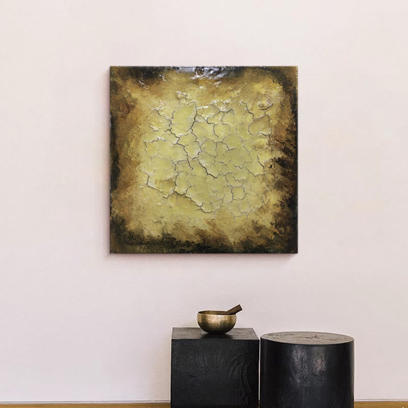 Crackle Hand-painted Texture Art Wall Hanging - yellow - image 0