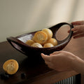 Vintage Ceramic Double-handle Fruit Tray - brown - image 0