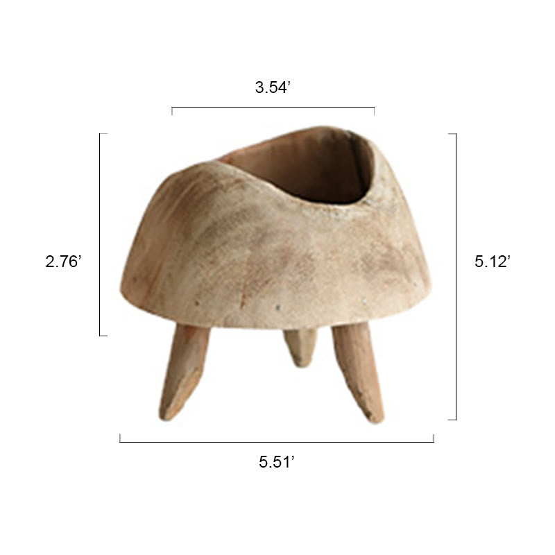 Wooden Round High-footed Tray - image 11
