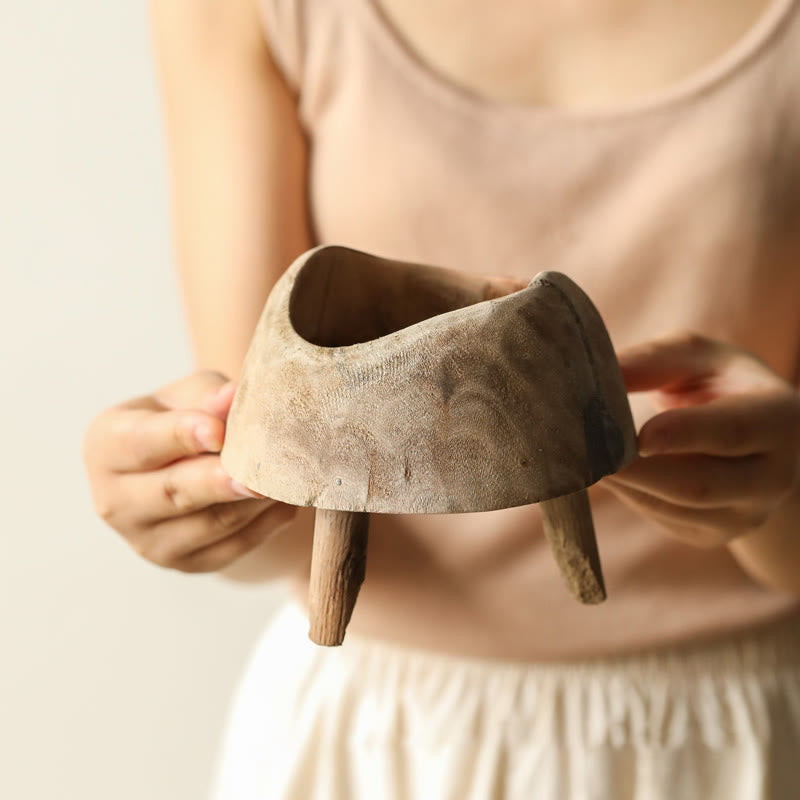 Wooden Round High-footed Tray - image 8