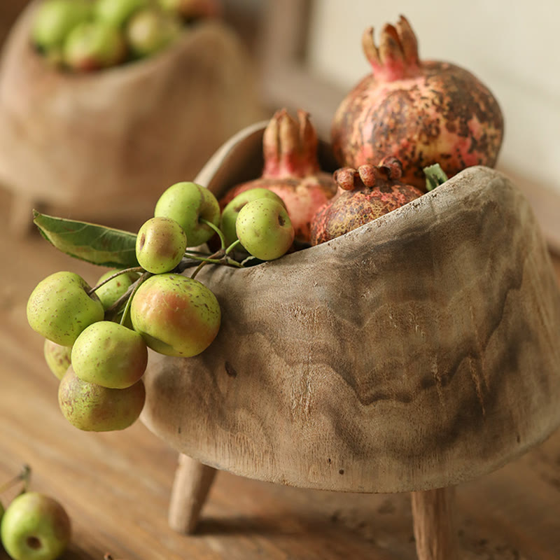 Wooden Round High-footed Tray - image 4