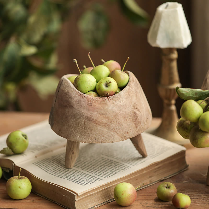 Wooden Round High-footed Tray - image 5