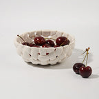 Ceramic Woven Design Storage Tray - white - image 0