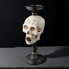 Weathered Texture Skull Candle Holder - white - image 0