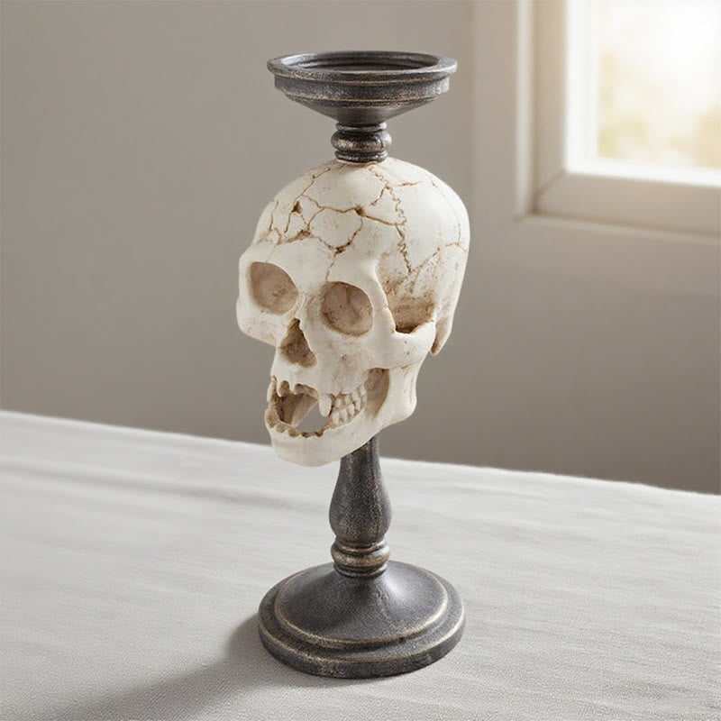 Weathered Texture Skull Candle Holder - image 3
