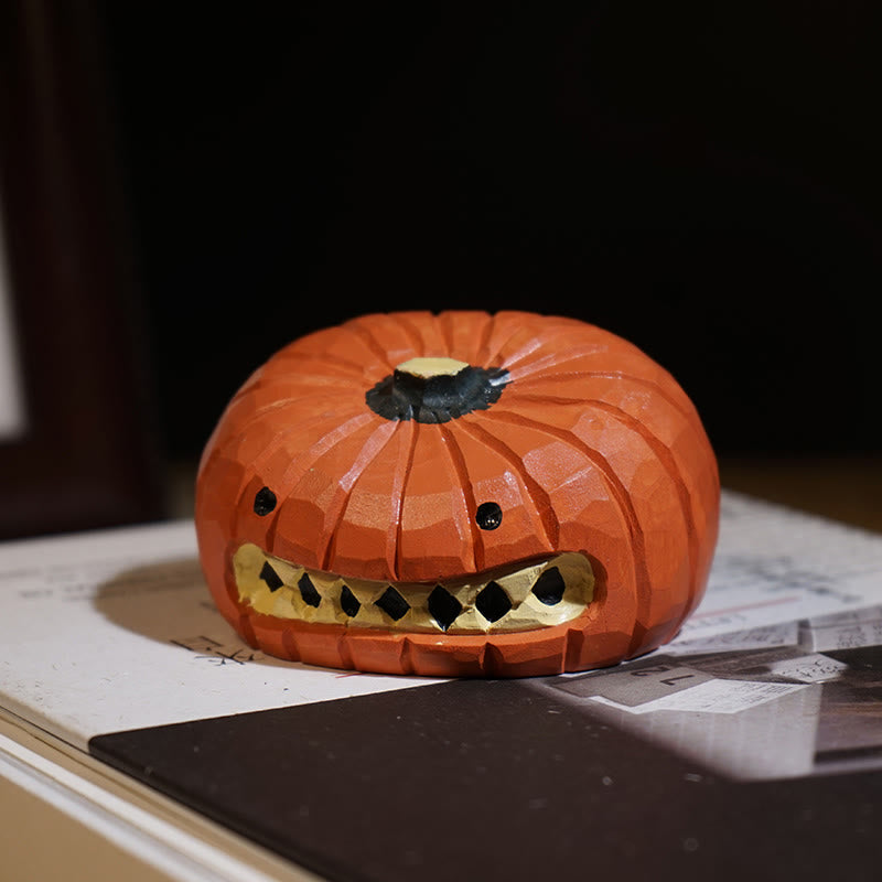 Exaggerated Expression Pumpkin Figurine Ornament - orange - image 1