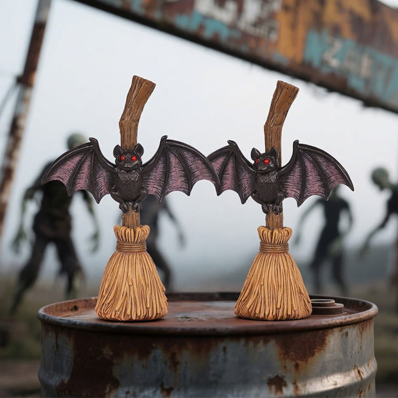 Broomstick-shaped Bat Holiday Ornament - image 2