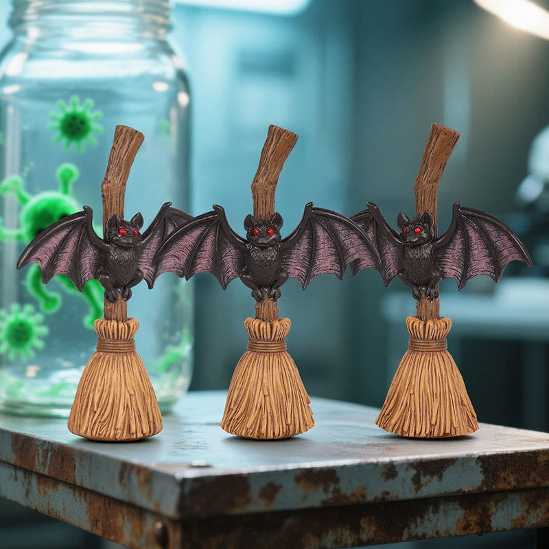 Broomstick-shaped Bat Holiday Ornament - image 3