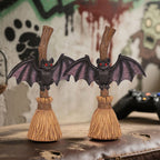 Broomstick-shaped Bat Holiday Ornament - black - image 0
