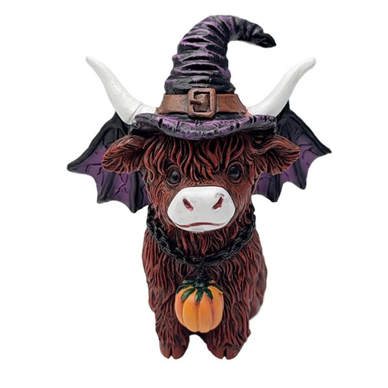 Halloween Cow Ornament With Wizard Hat - image 2