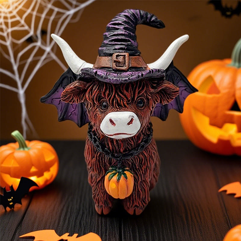 Halloween Cow Ornament With Wizard Hat - image 2