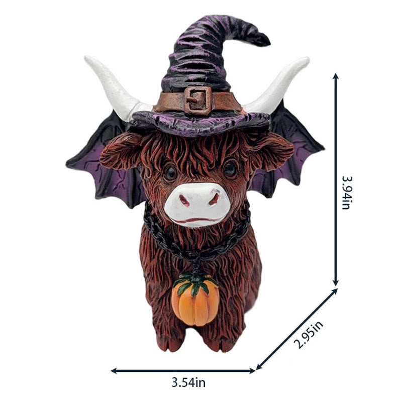 Halloween Cow Ornament With Wizard Hat - image 5
