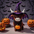 Halloween Cow Ornament With Wizard Hat - image 3