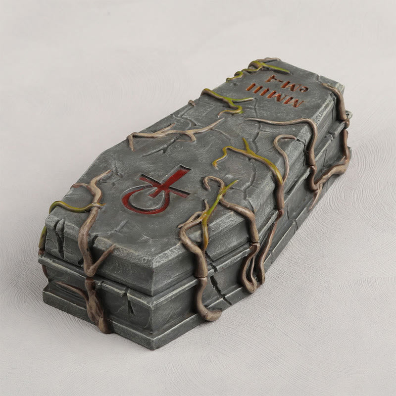 Halloween Coffin Ornament With Vine Design - image 6