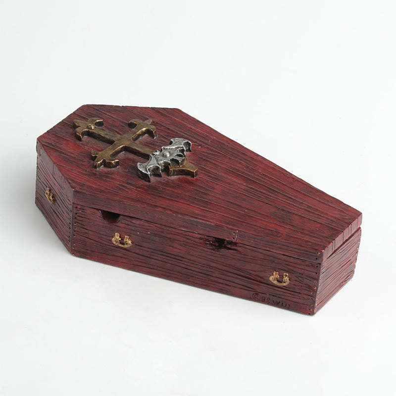 Burgundy Openable Coffin Ornament - image 3