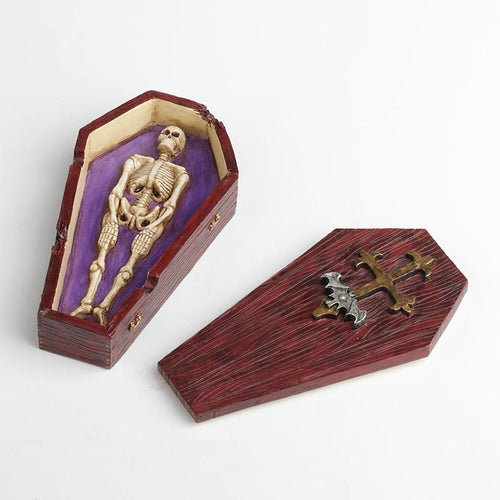 Burgundy Openable Coffin Ornament - reddish brown - image 0