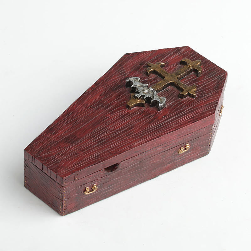 Burgundy Openable Coffin Ornament - image 3