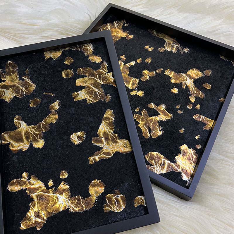 Black And Gold Horsehair Decorative Tray - image 4