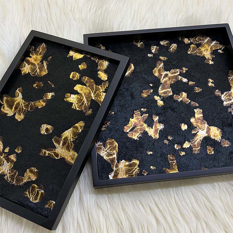 Black And Gold Horsehair Decorative Tray - image 4