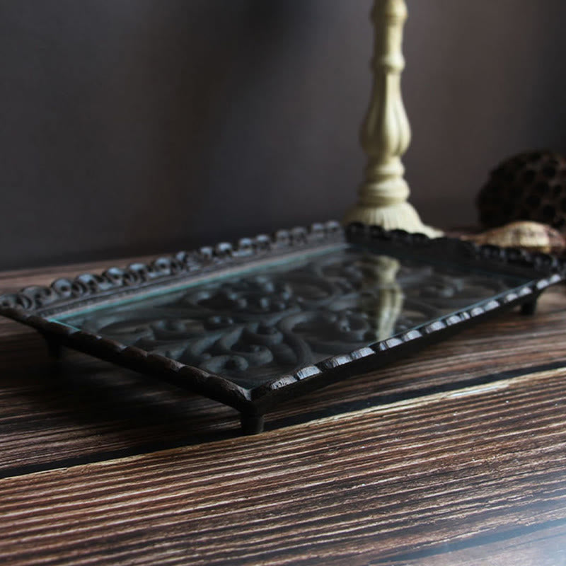 Lace Metal Tray With Glass Top - image 7