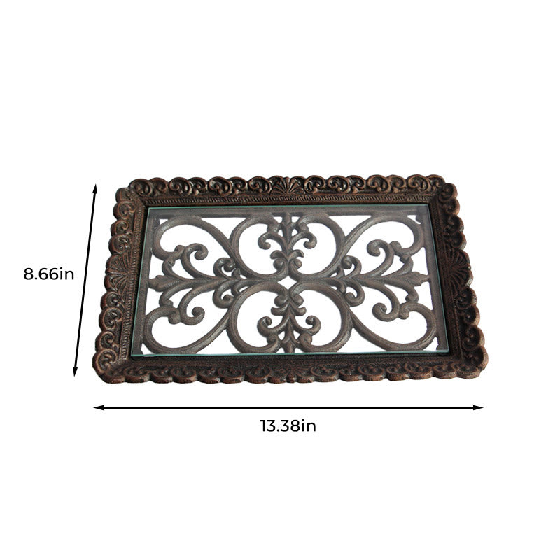 Lace Metal Tray With Glass Top - image 13