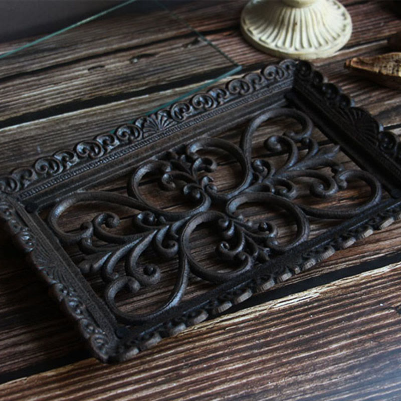 Lace Metal Tray With Glass Top - image 3