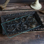 Lace Metal Tray With Glass Top - image 2