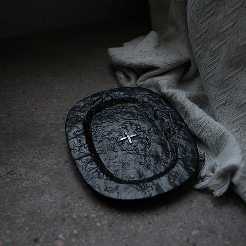 Black Silver-plated Ceramic Tray - black - image 0