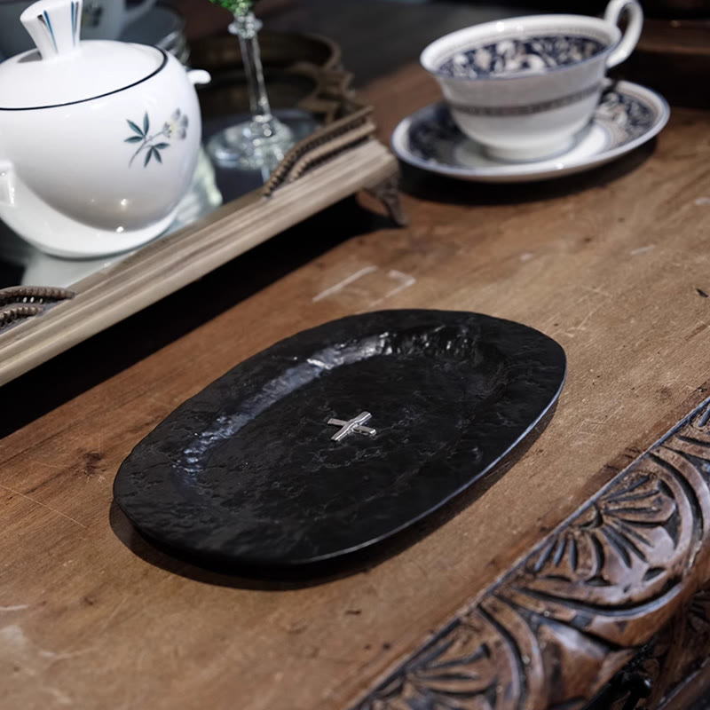 Black Silver-plated Ceramic Tray - image 3