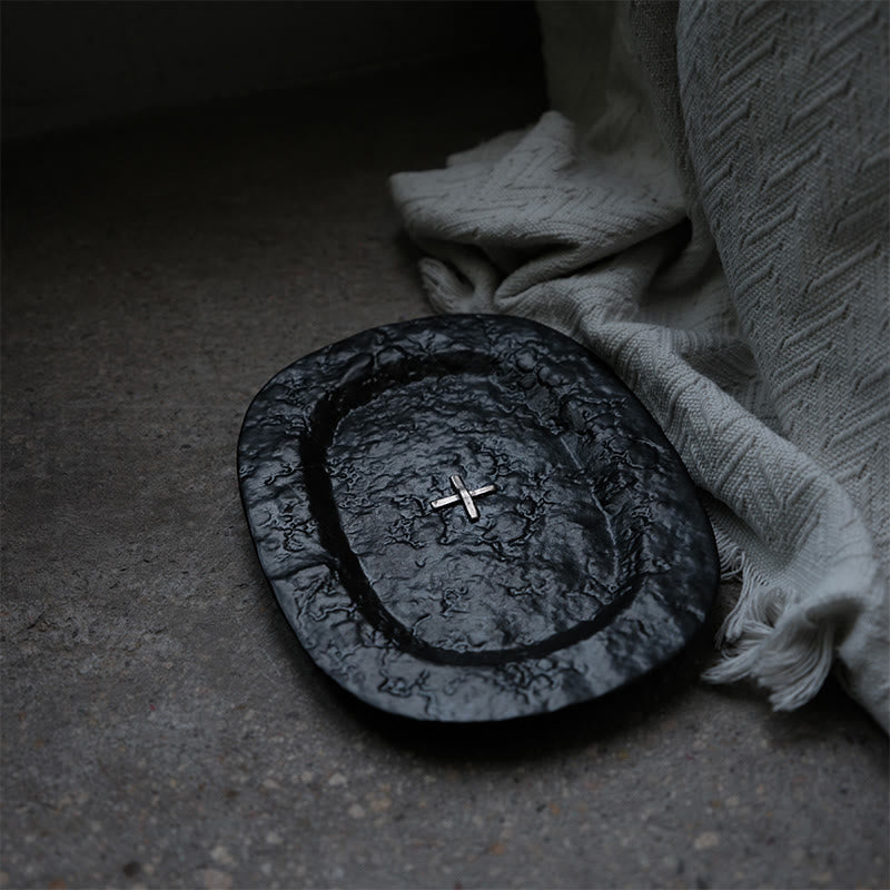 Black Silver-plated Ceramic Tray - black - image 1